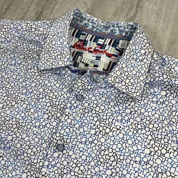 Robert Graham Shirt Mens 2XL Flip Cuff Geometric Dress Work Business Classic Q - Picture 4 of 9